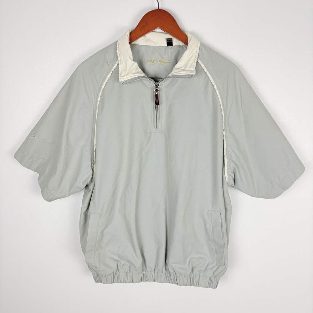 Ben Hogan Golf Pullover Jacket Short Sleeve Quarter Zip Light Gray Mens M